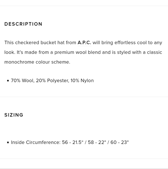 NEW A.P.C. wool bucket hat - Picture 6 of 8